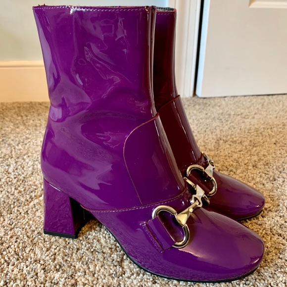 purple patent boots